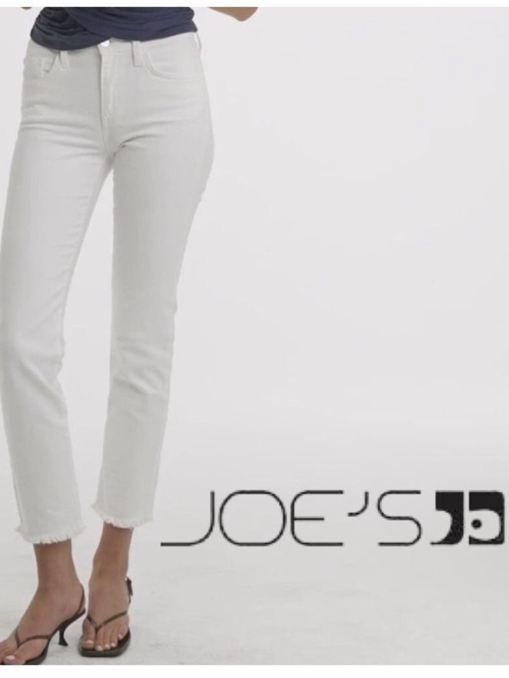 NWOT $168 Joe's Jeans Lara  Mid Rise Frayed Hem Cigarette Tapered Leg Ank…